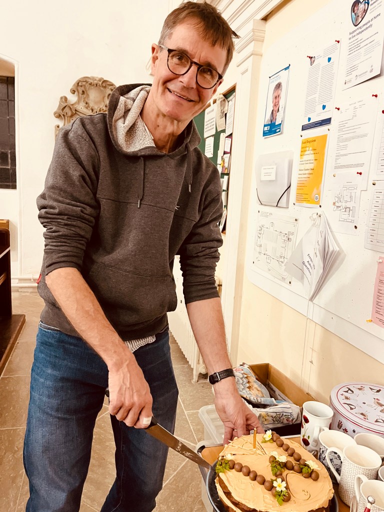 Martin Palmer had a surprise birthday cake for his birthday at our rehearsal